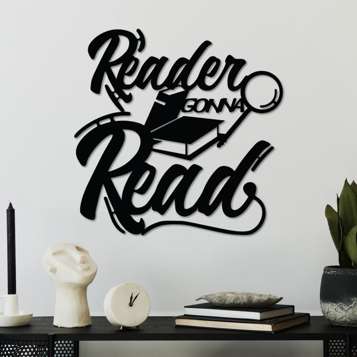 Wallity Reader Gonna Read Escultura de pared de metal Negra